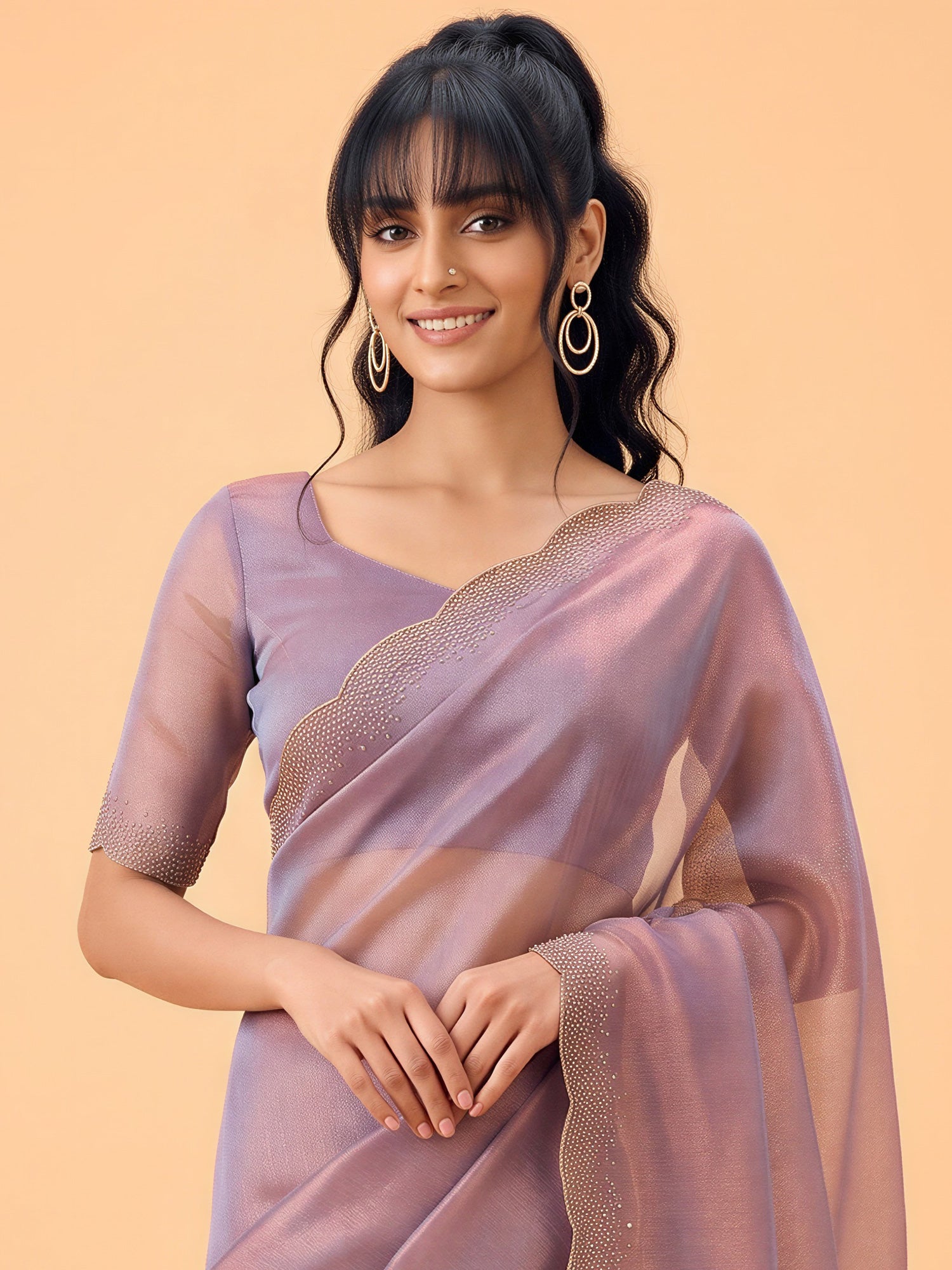 Metallic Satin Silk saree – detail view 4