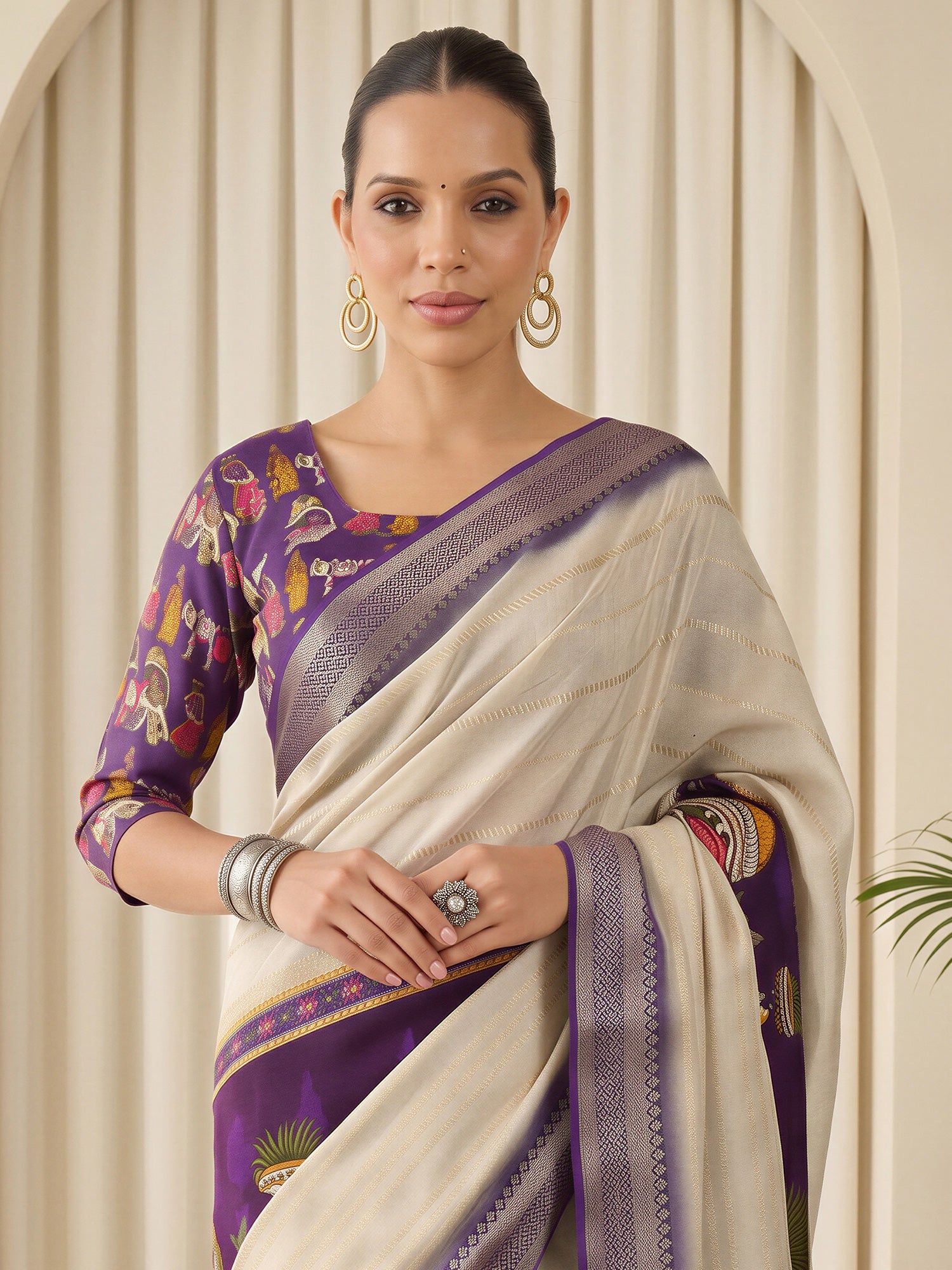 Purple Viscose Silk saree – detail view 4