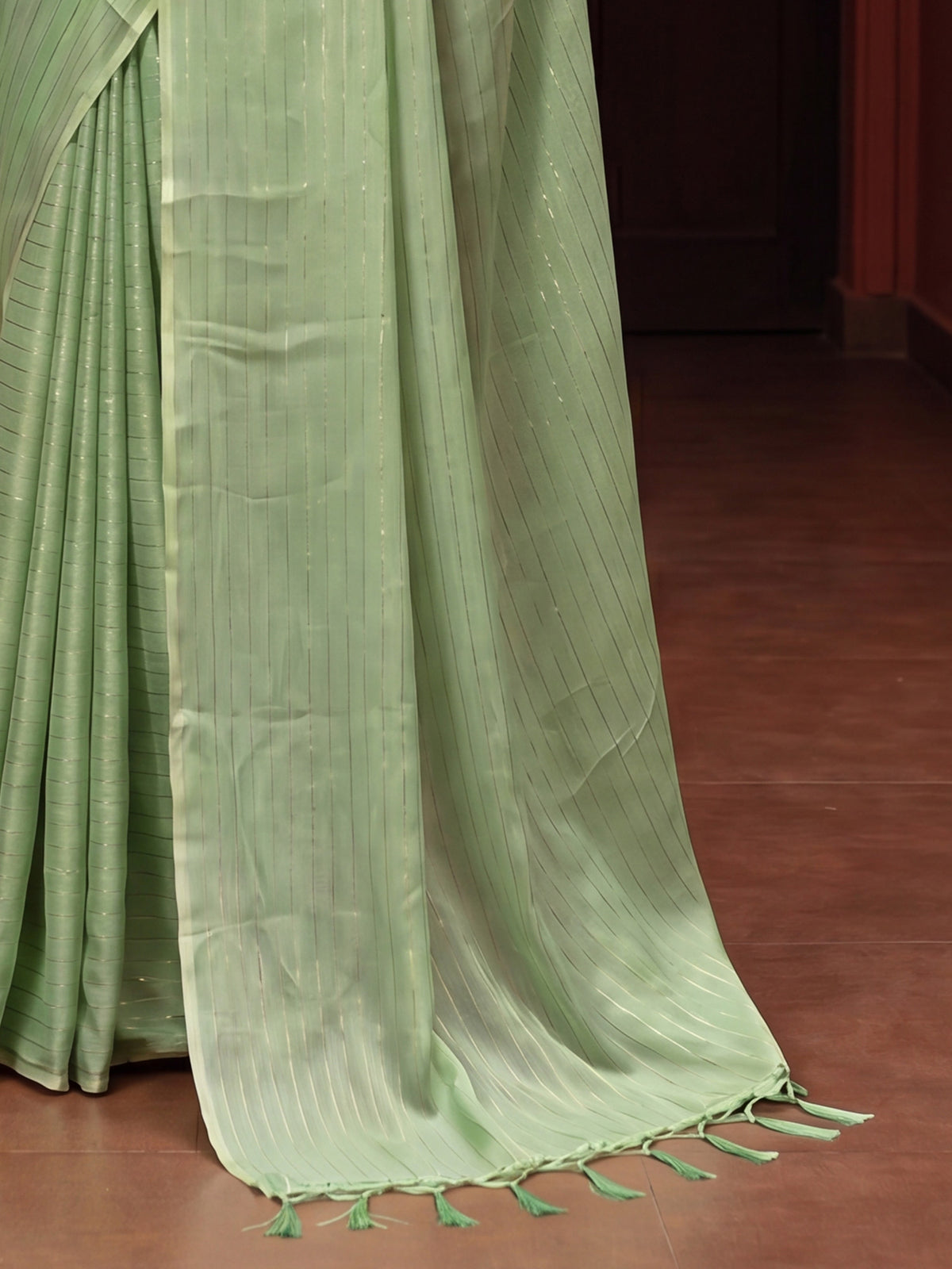 Light Green Poly Georgette saree – detail view 5