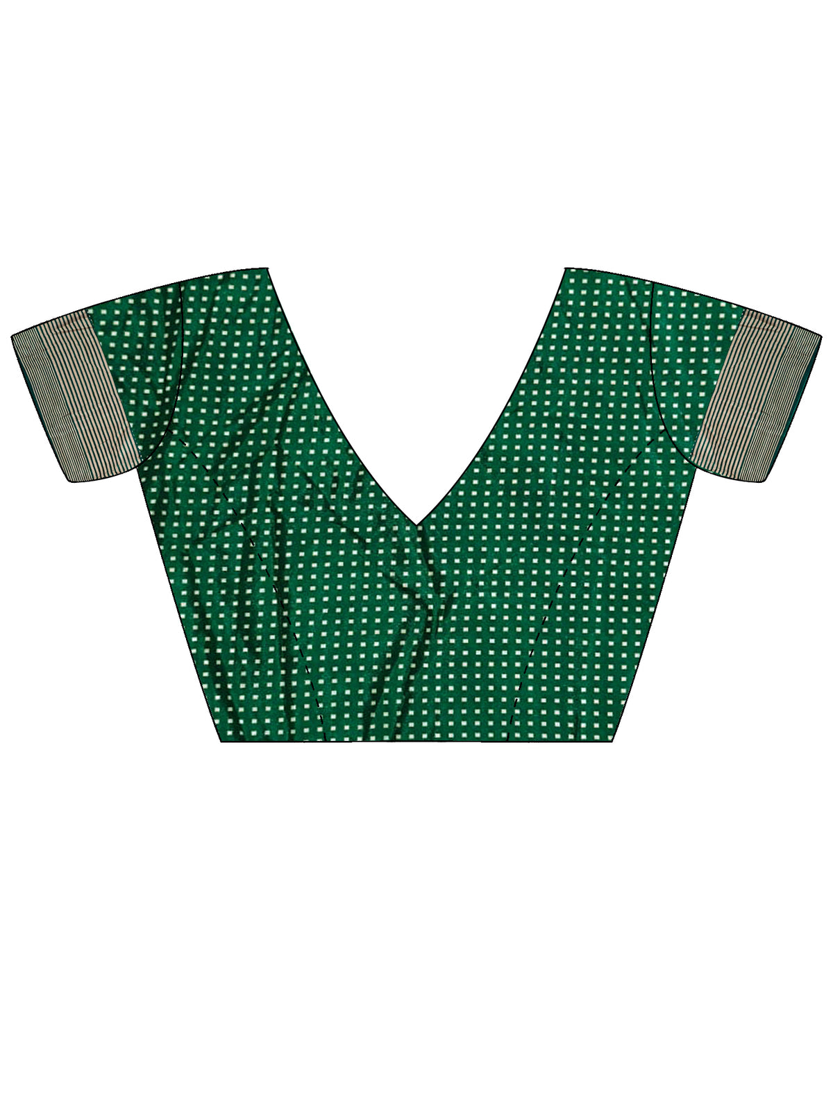 Unstitched green silk blend blouse piece with geometric design