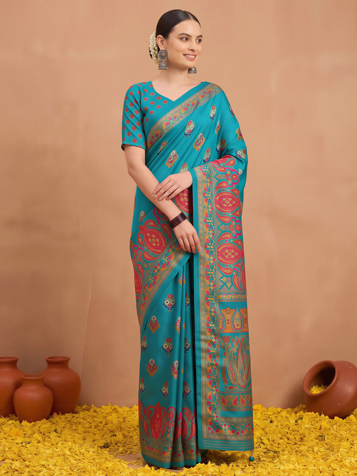 Light Blue Silk Blend saree – detail view 3