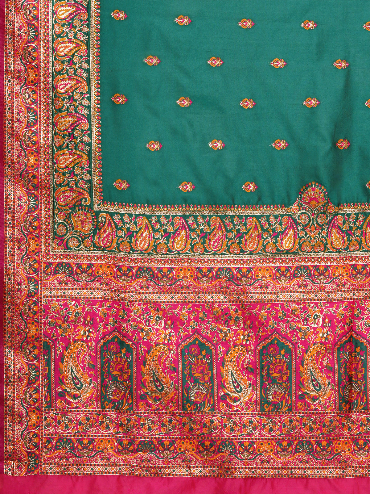 Teal Green Soft Silk saree – detail view 4