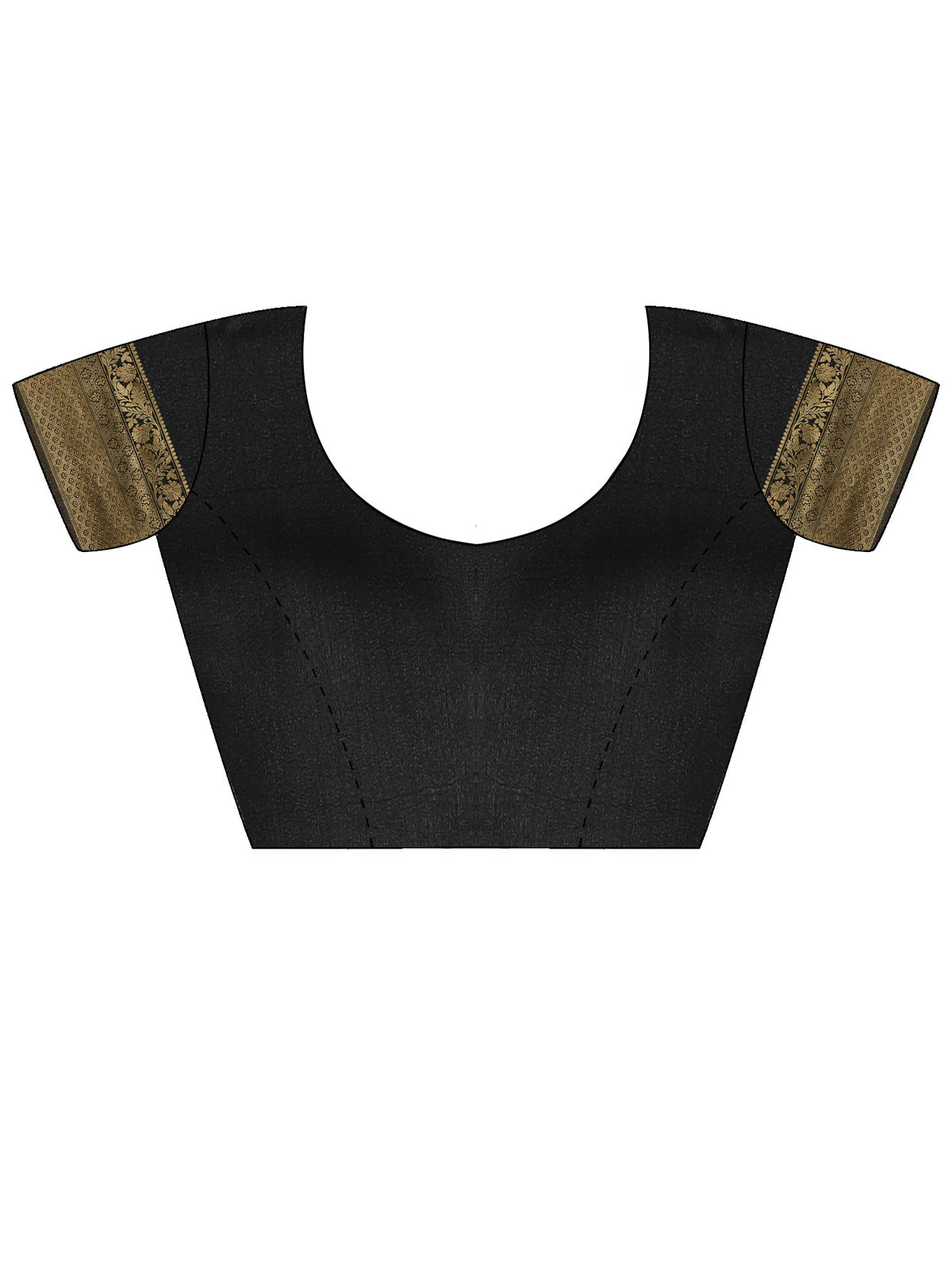 Unstitched black silk blend blouse piece with solid design
