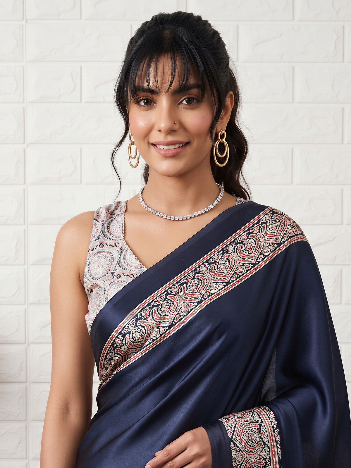 Black Satin saree – detail view 4