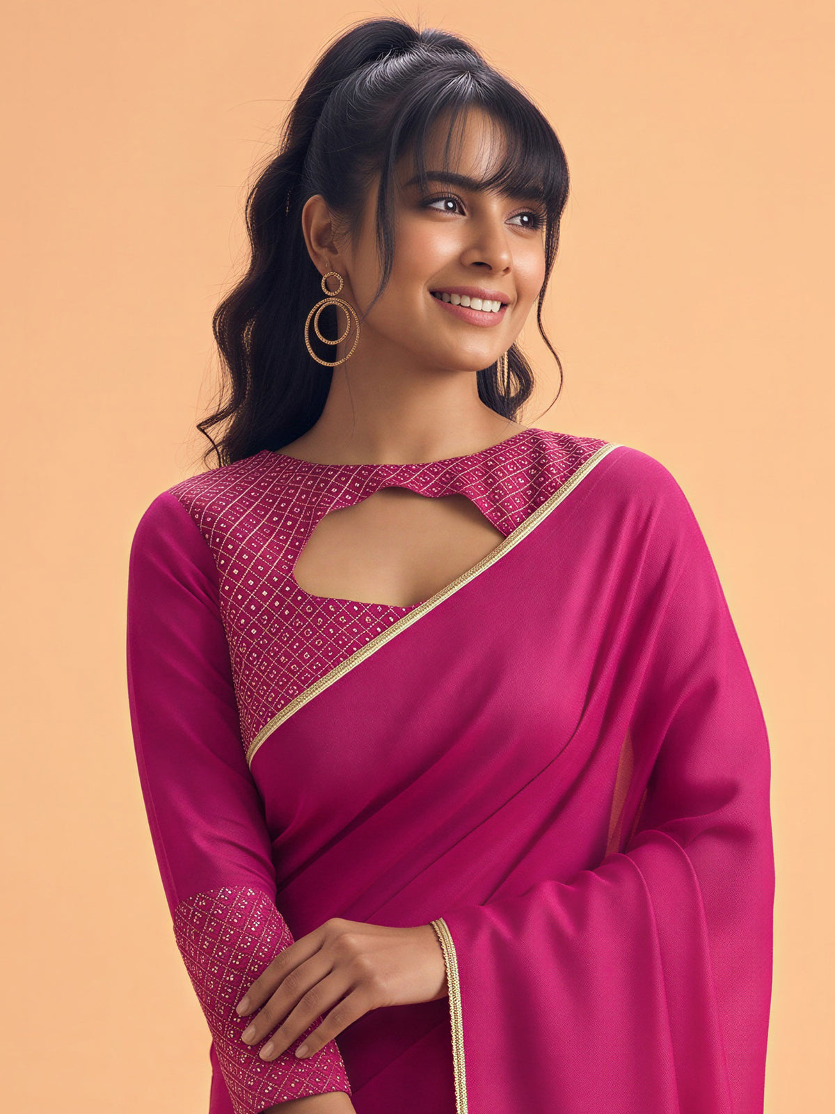 Pink Silk saree – detail view 3