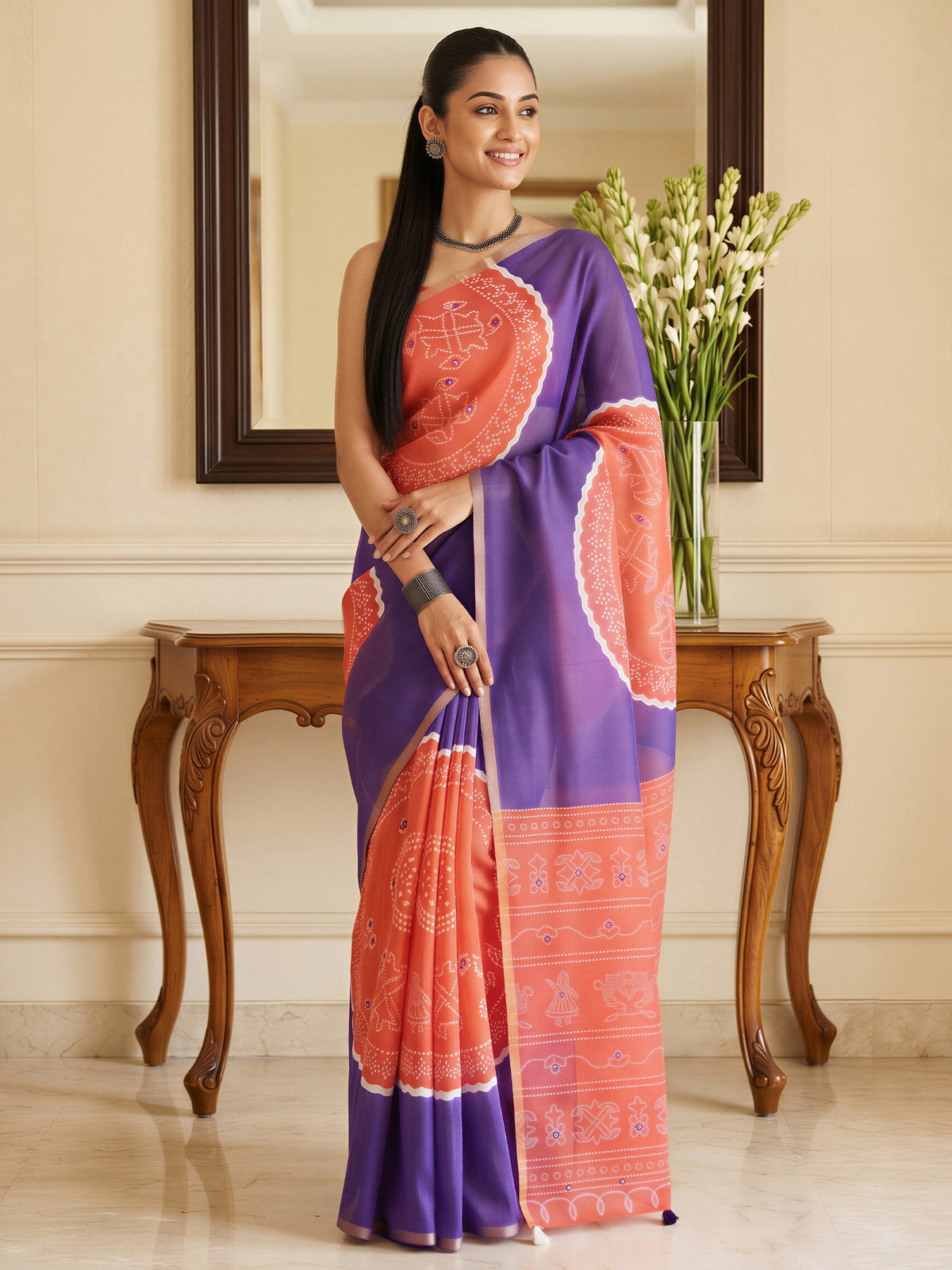 Purple Cotton Blend saree – detail view 3