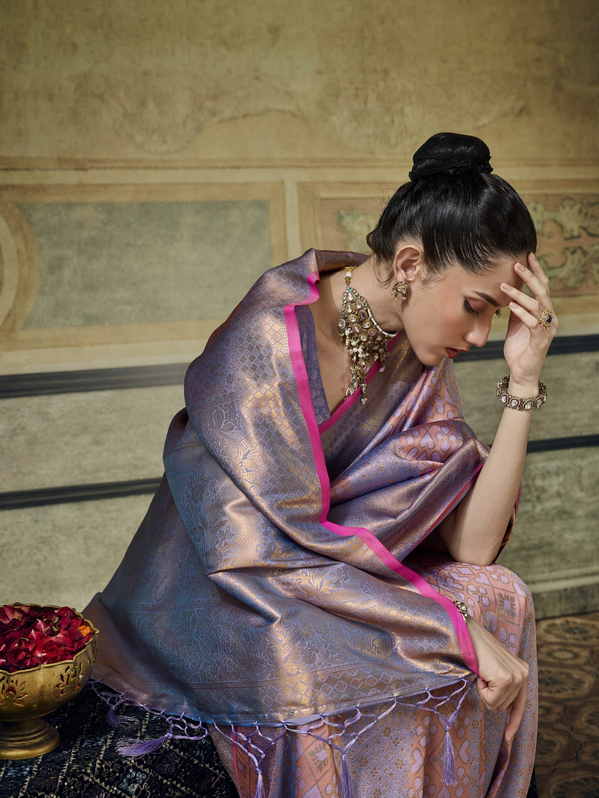 Lavender Pure Silk saree – detail view 5