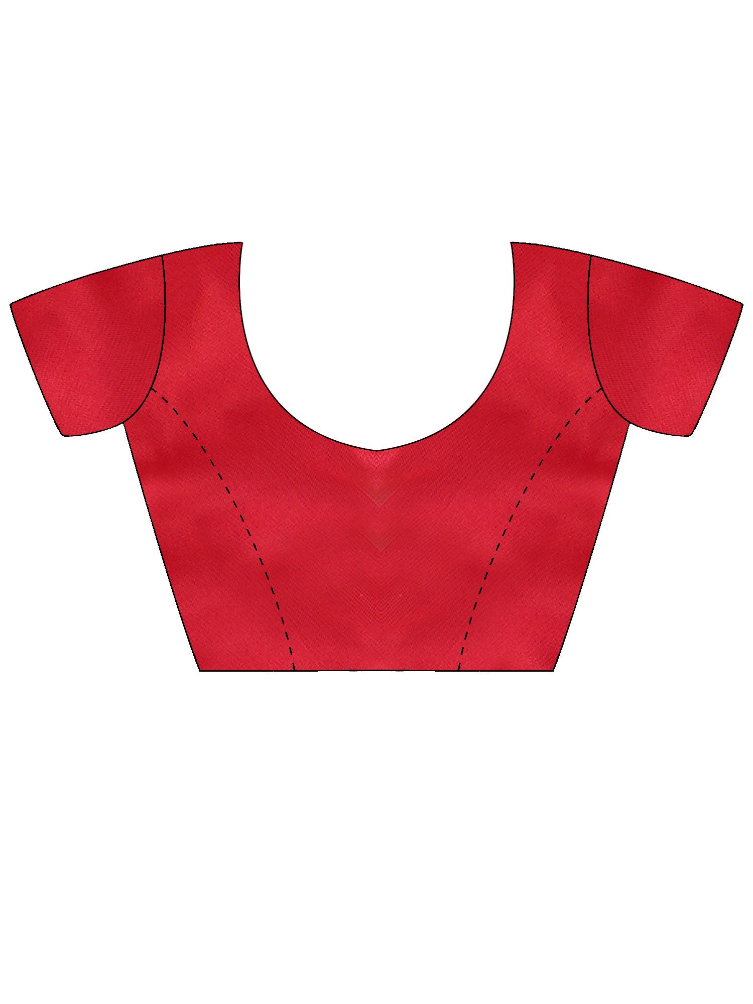 Unstitched red satin blouse piece with solid design