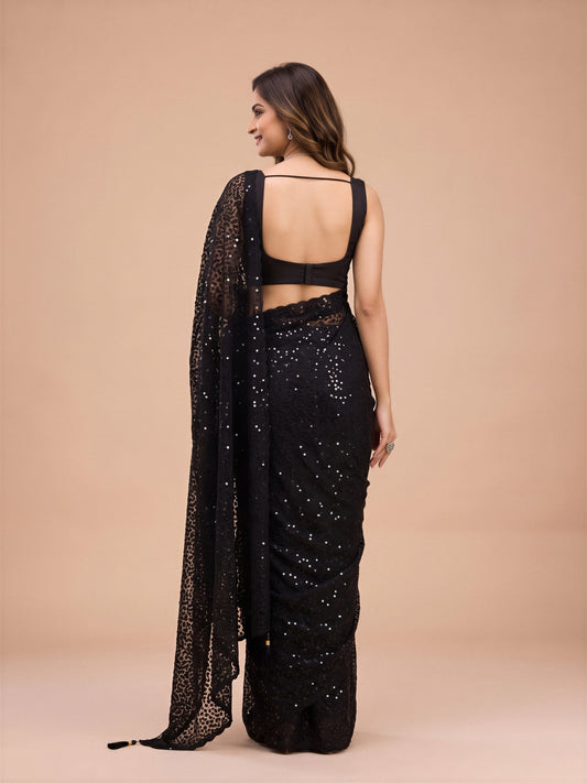 Purple Net saree – detail view 1