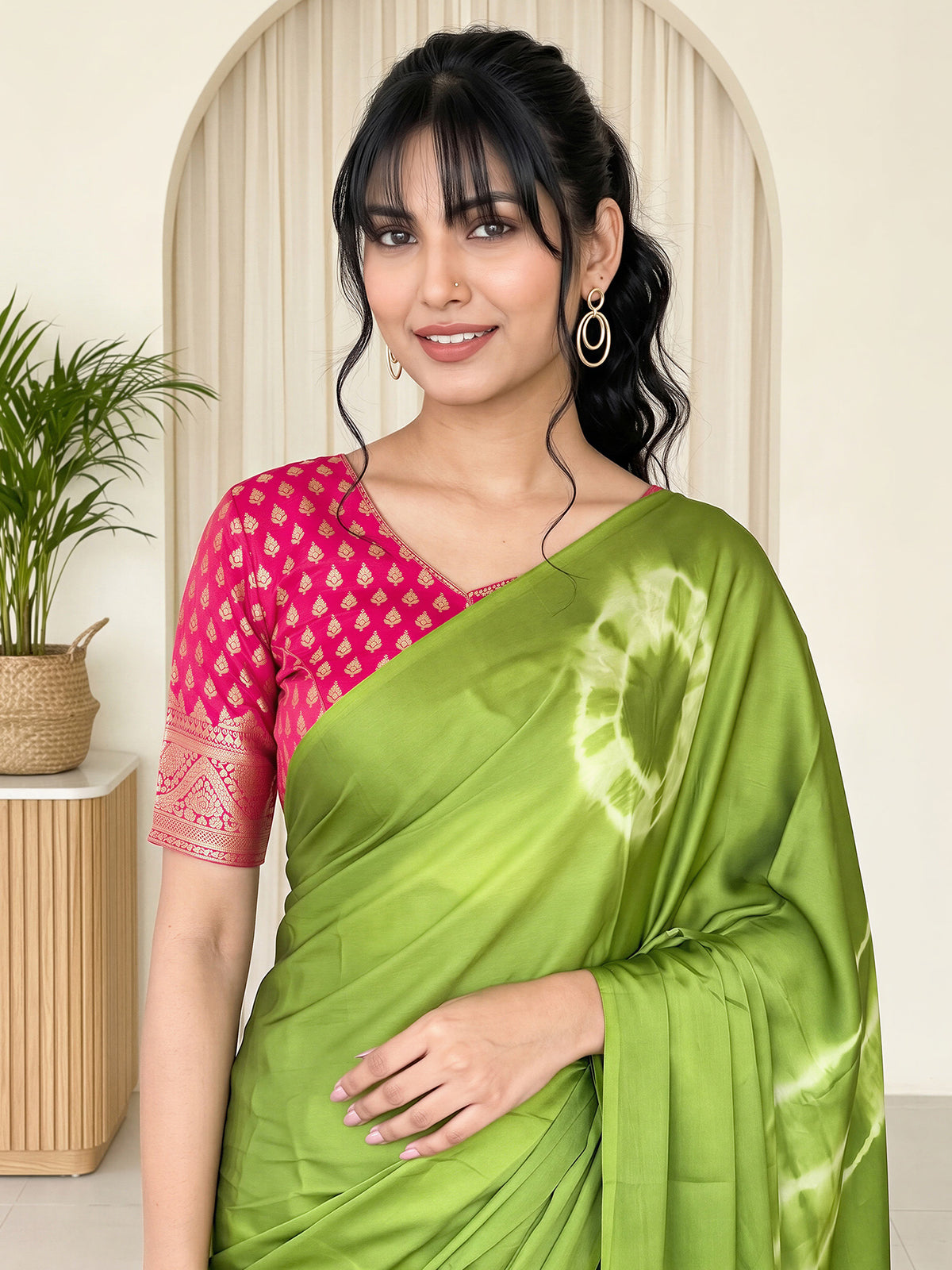 Light Green Satin Silk saree – detail view 4