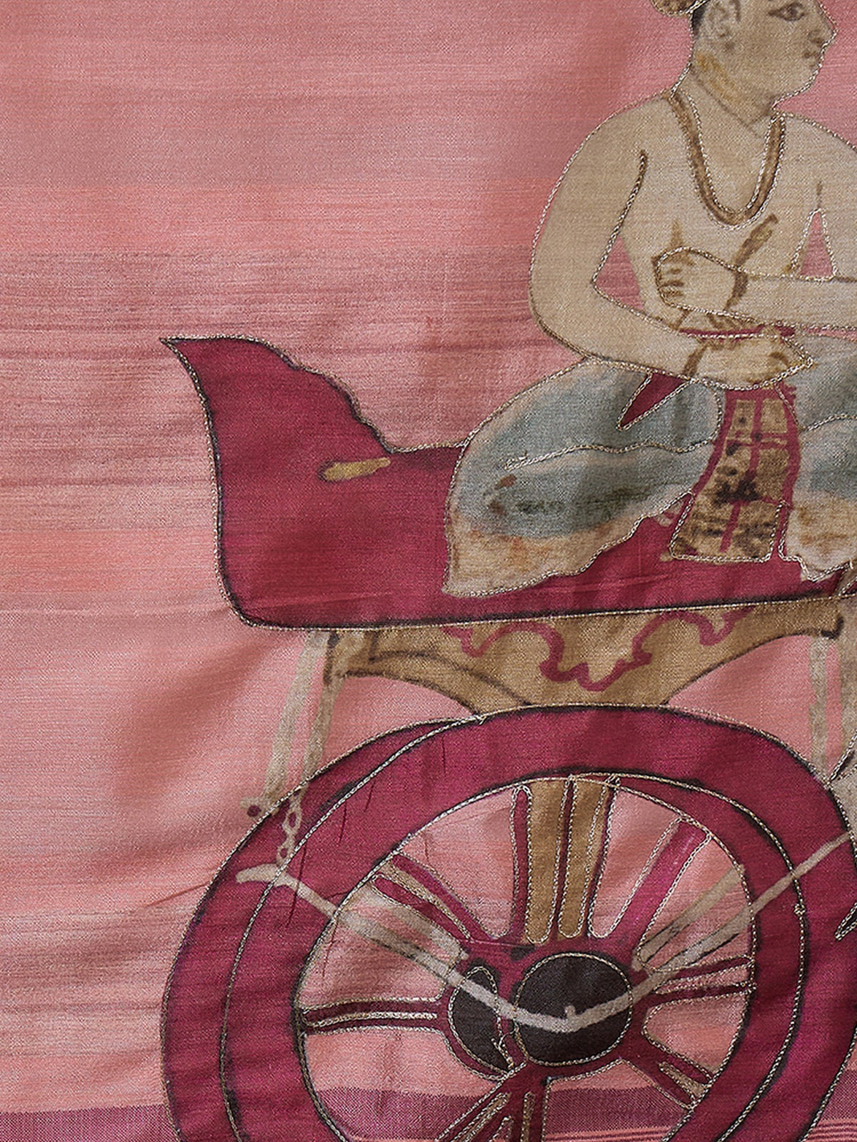 Pink art silk saree view 7