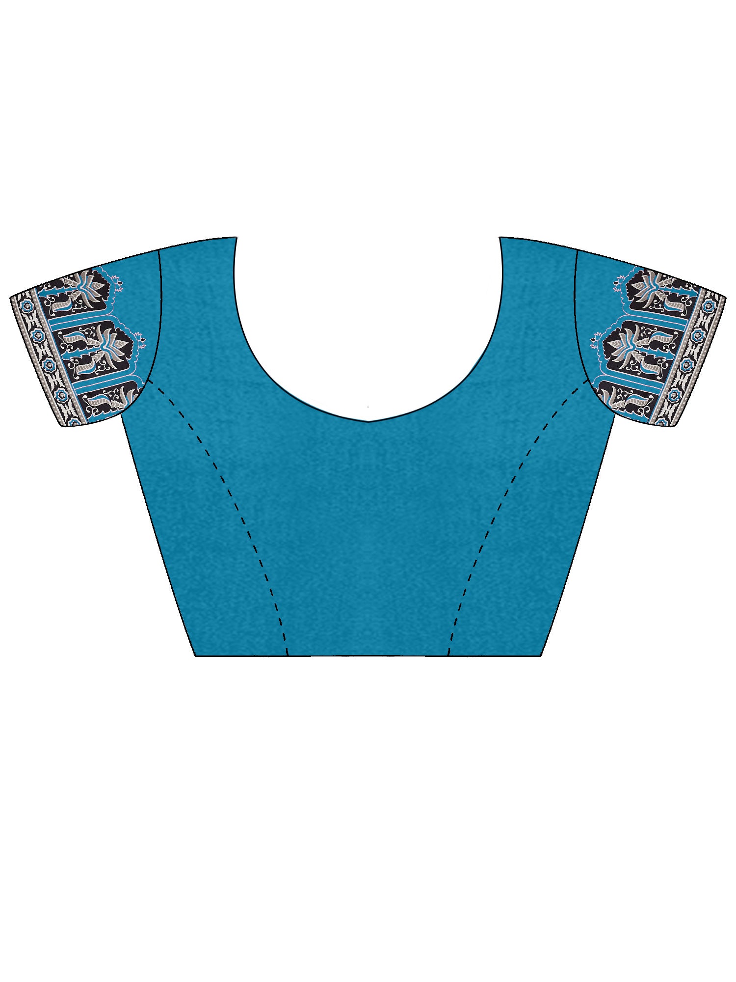 Unstitched teal blue satin blouse piece with solid design