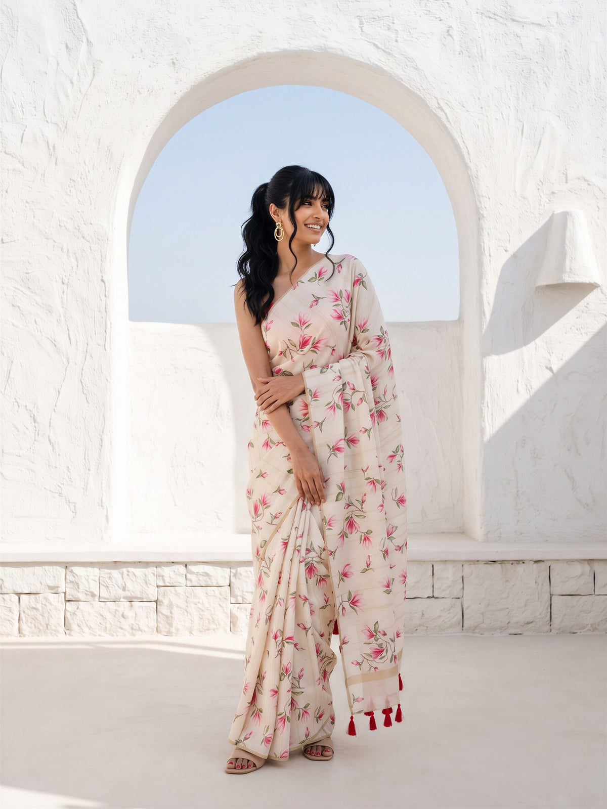 Off White Cotton Blend saree – detail view 3
