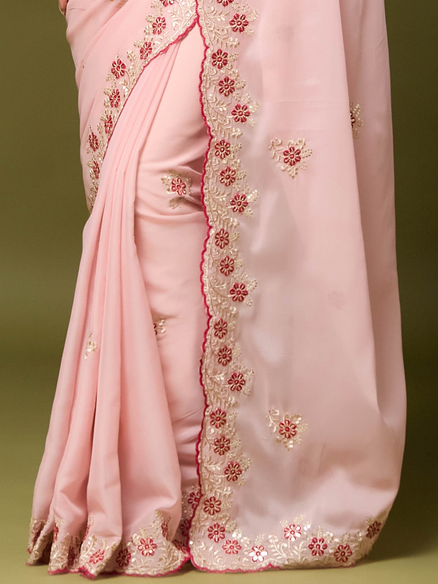 Pink Georgette saree – detail view 5