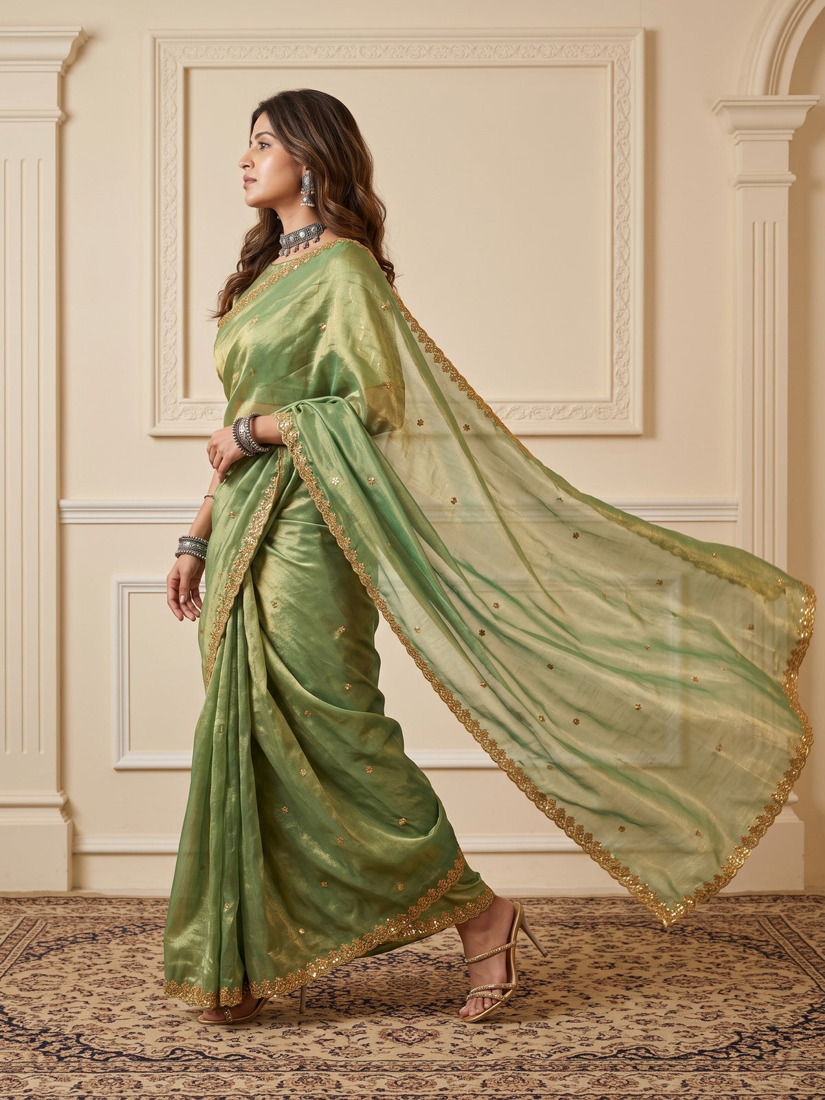 Light Green Paper Silk saree – detail view 2