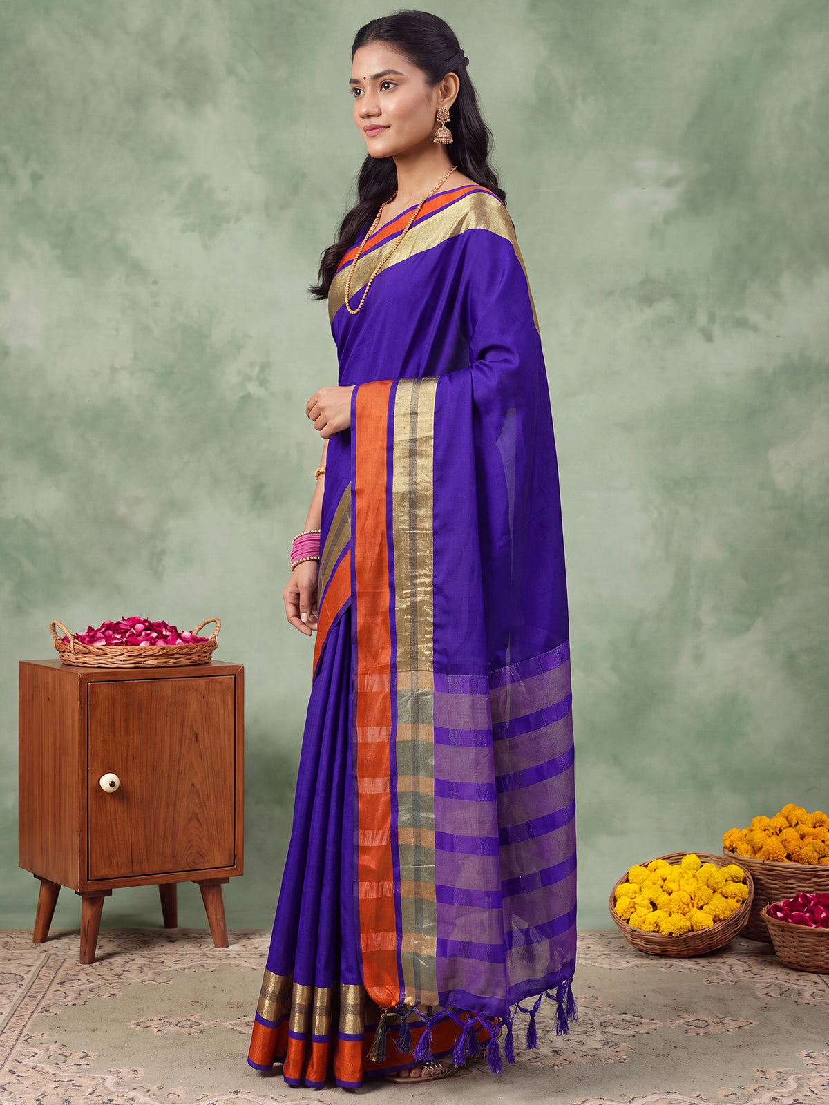 Blue Aura Silk saree – detail view 2