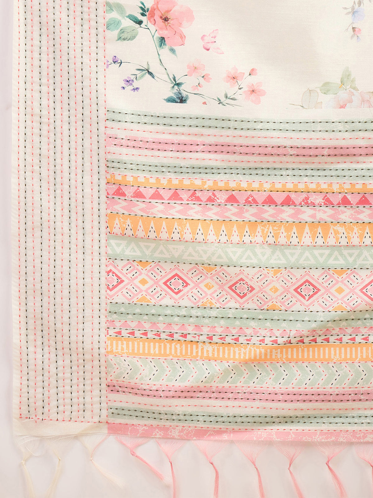 Off White Silk Cotton saree – detail view 5