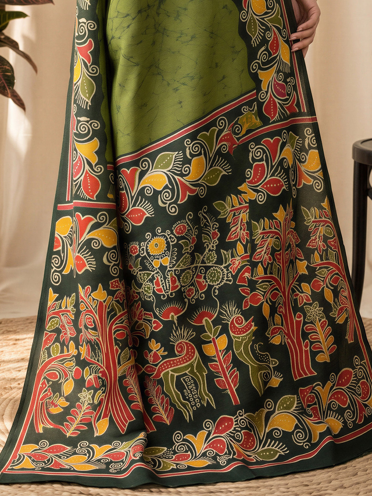 Green Cotton Blend saree – detail view 5