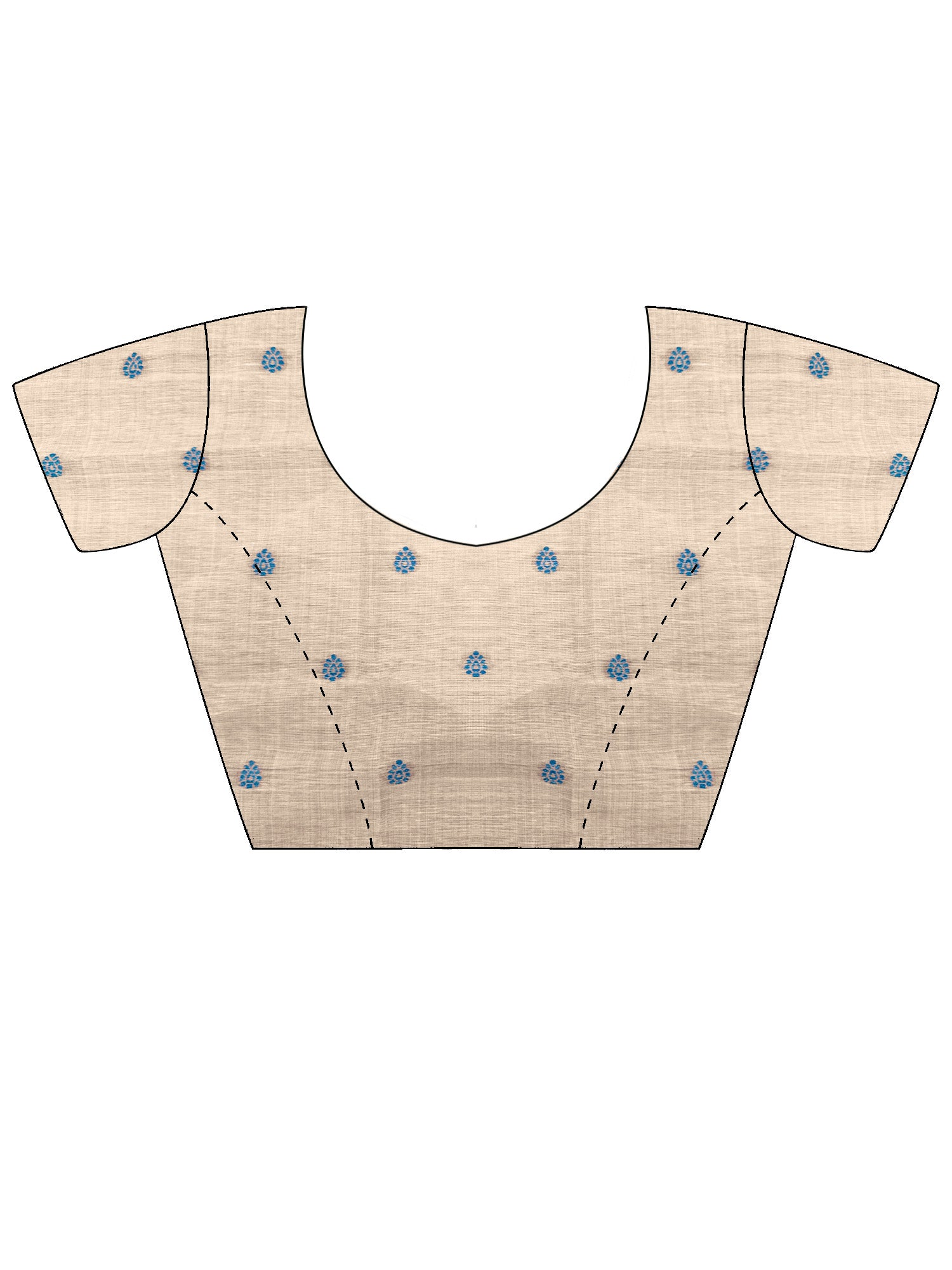 Unstitched cream chanderi cotton blouse piece with ethnic motif design