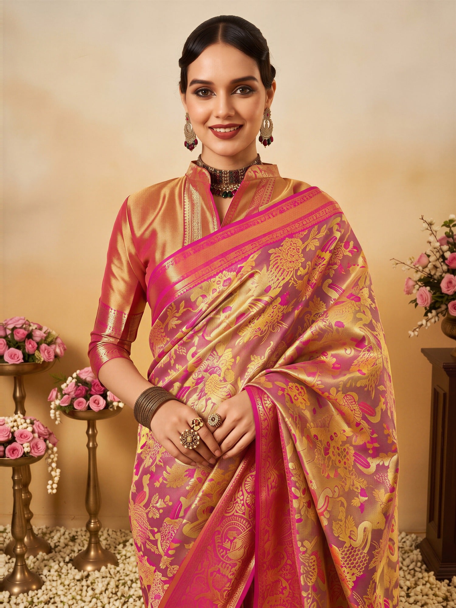 Pink Silk Blend saree – detail view 4