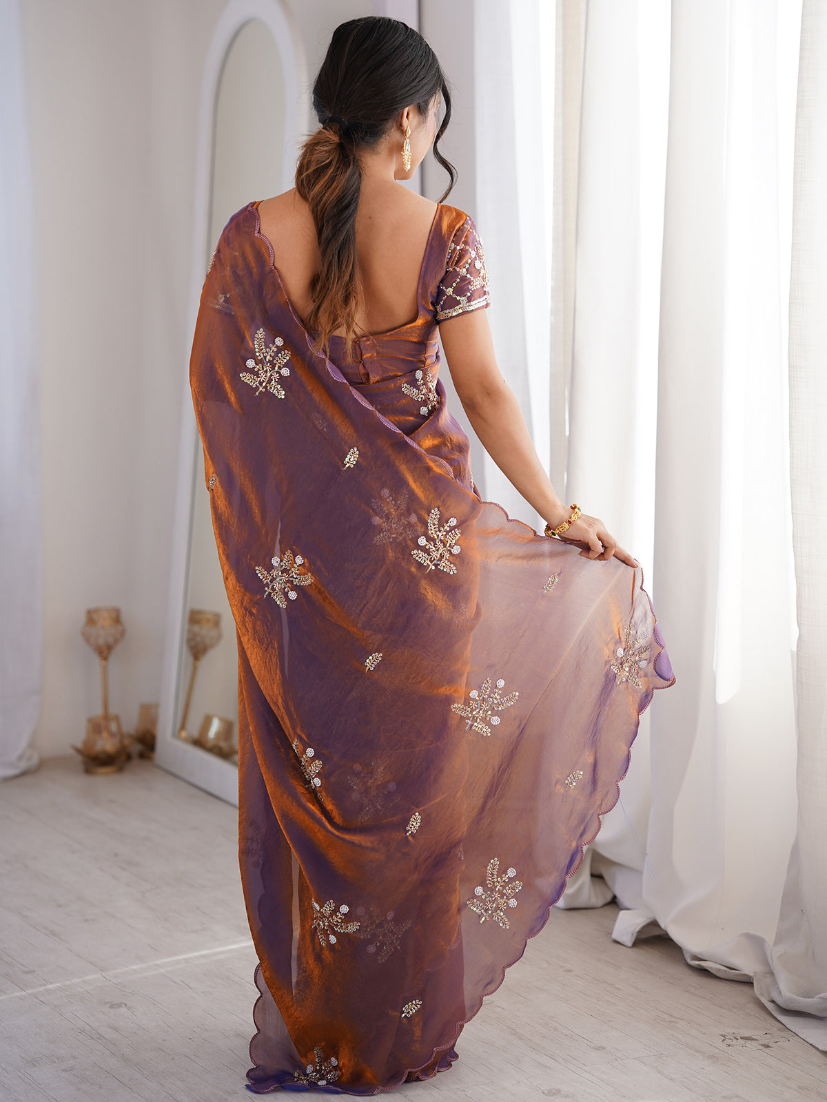 Metallic Satin saree – detail view 1