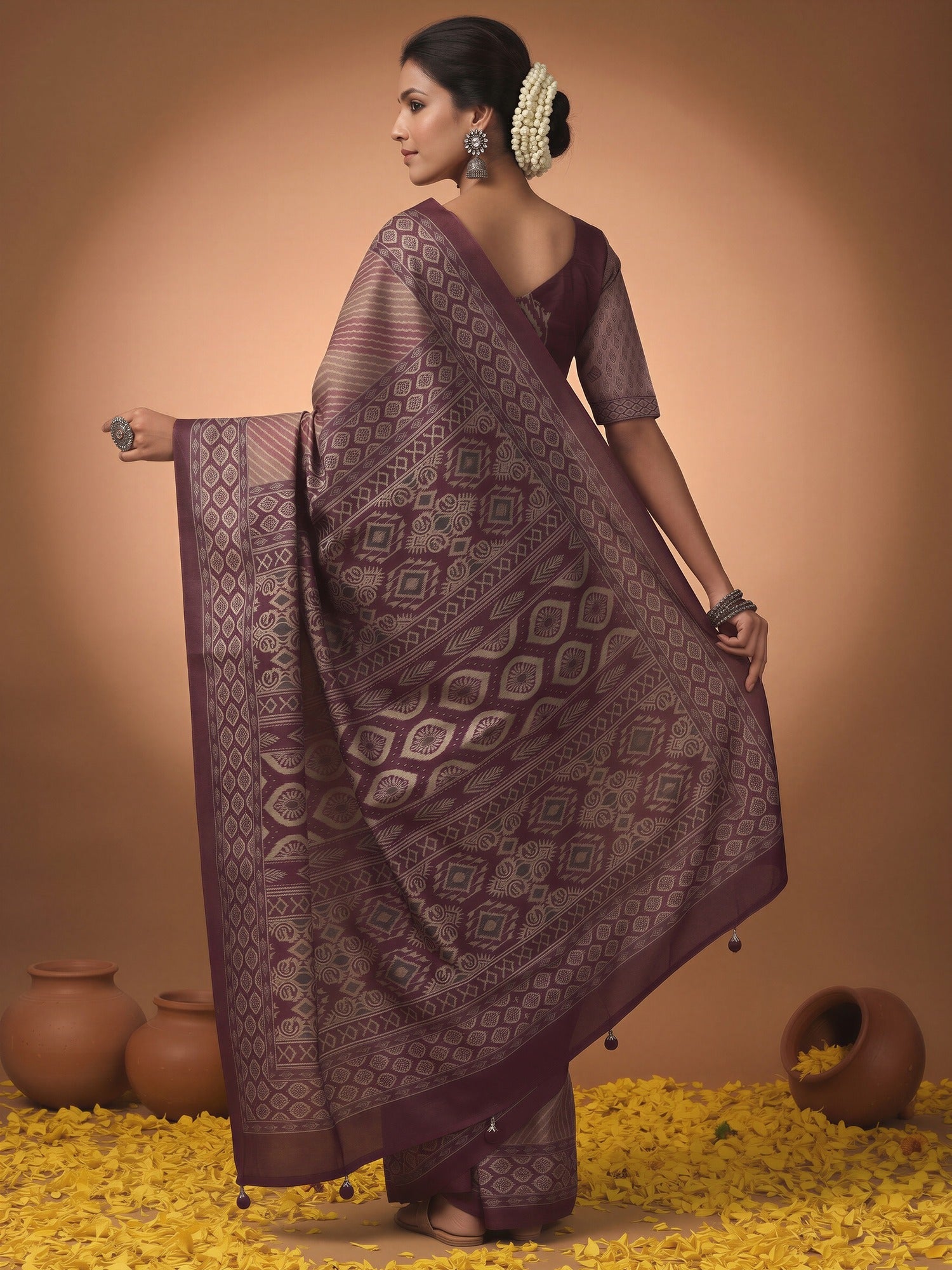 Mauve Silk Blend saree – detail view 1
