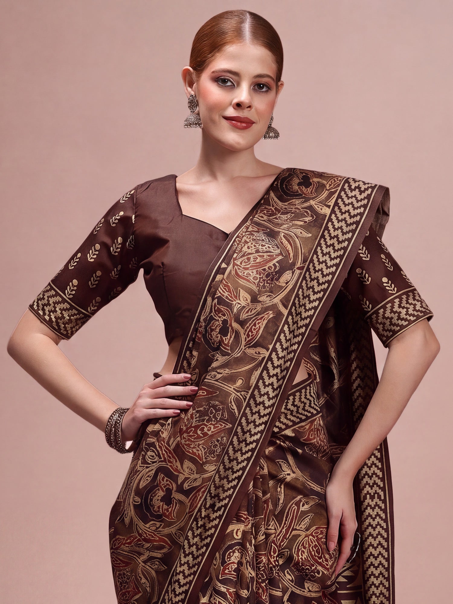 Brown Silk Blend saree – detail view 3