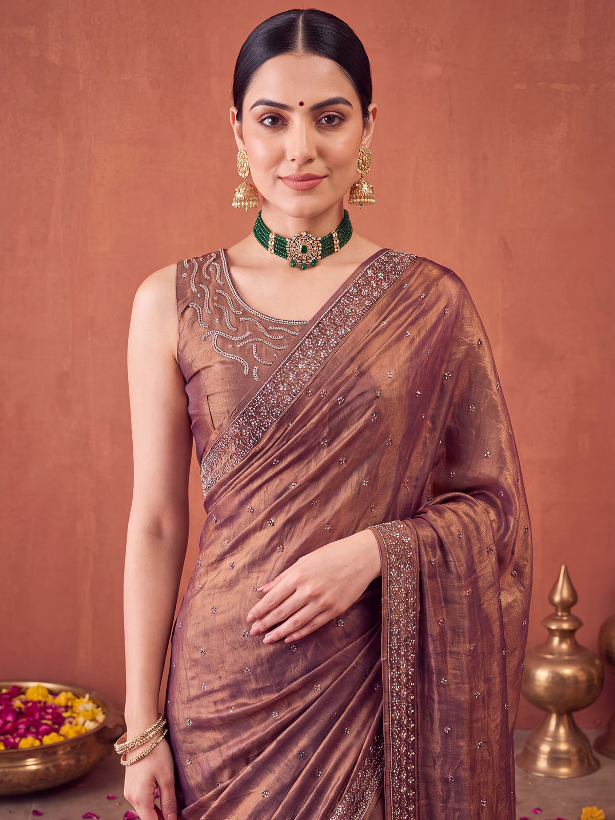 Metallic Satin Silk saree – detail view 4