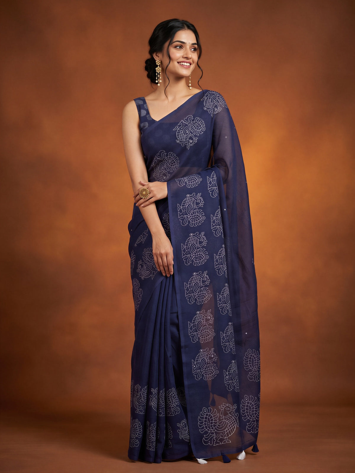 Purple Linen Blend saree – detail view 3