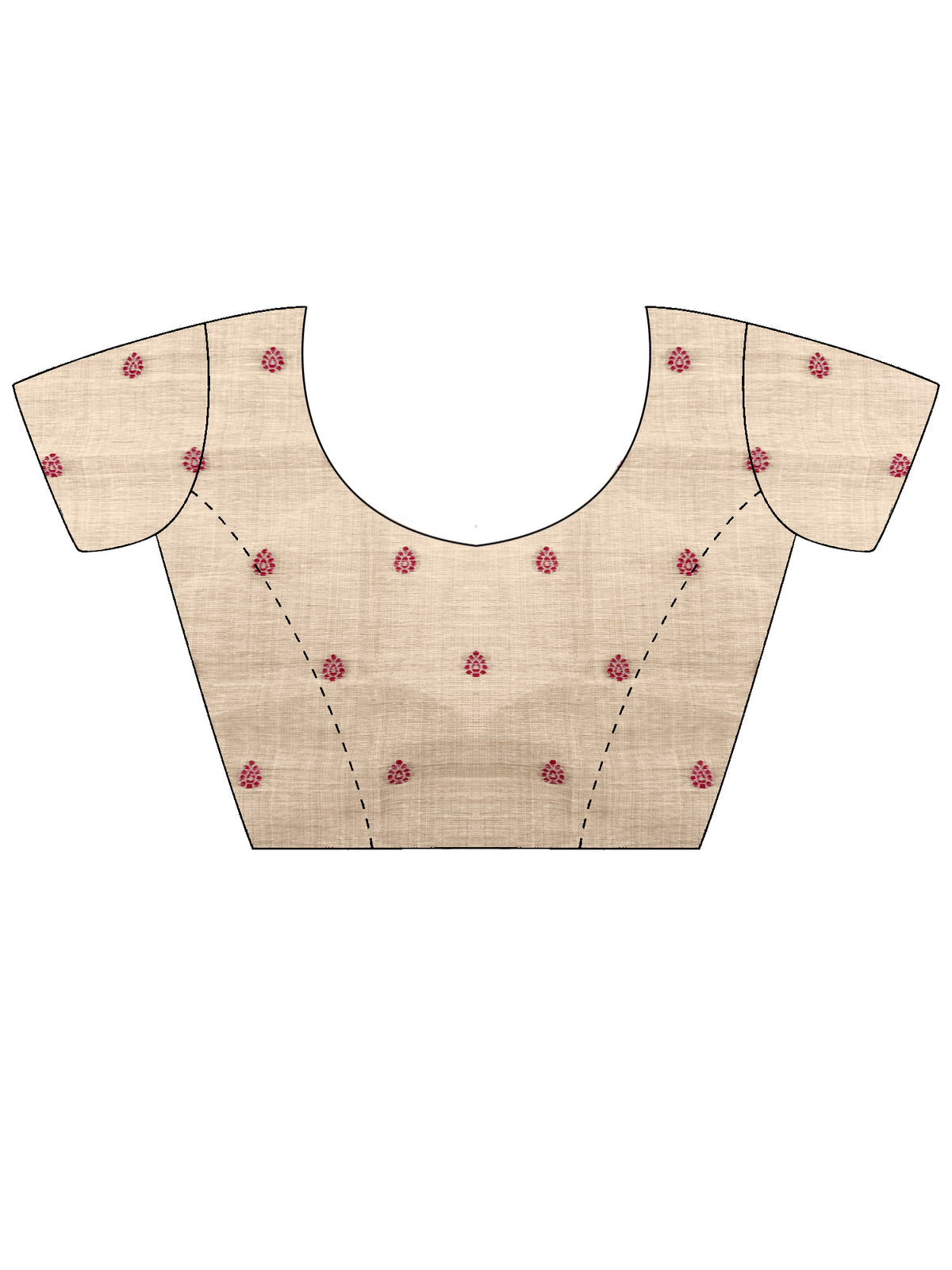 Unstitched cream chanderi cotton blouse piece with ethnic motif design