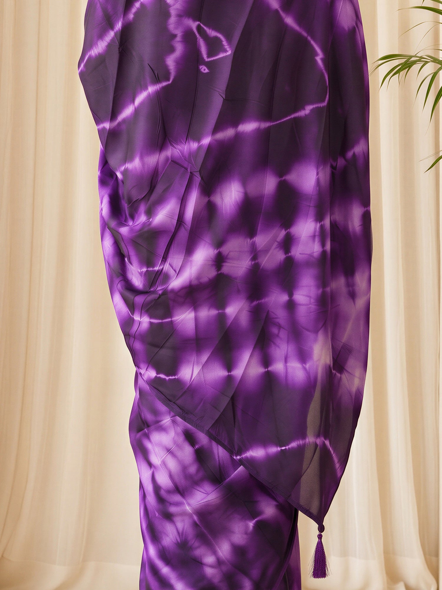 Purple Satin Silk saree – detail view 5