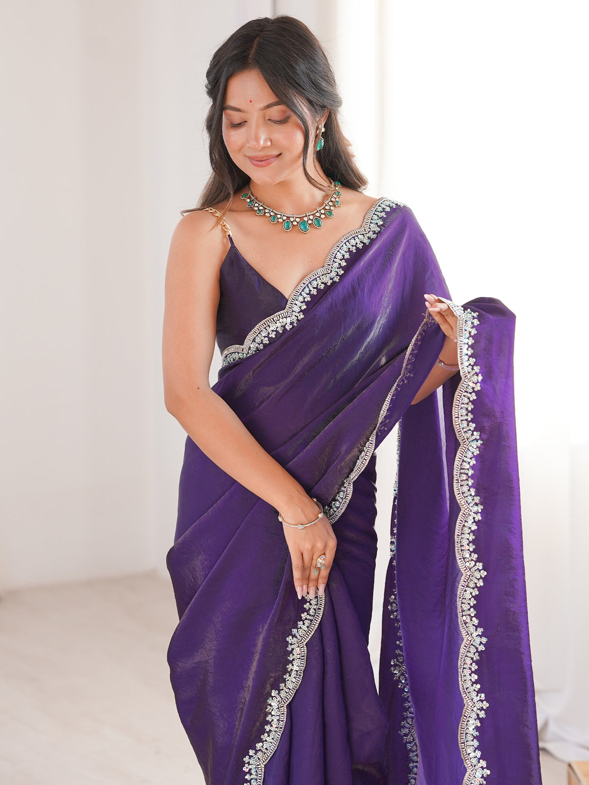 Purple Silk Blend saree – detail view 3