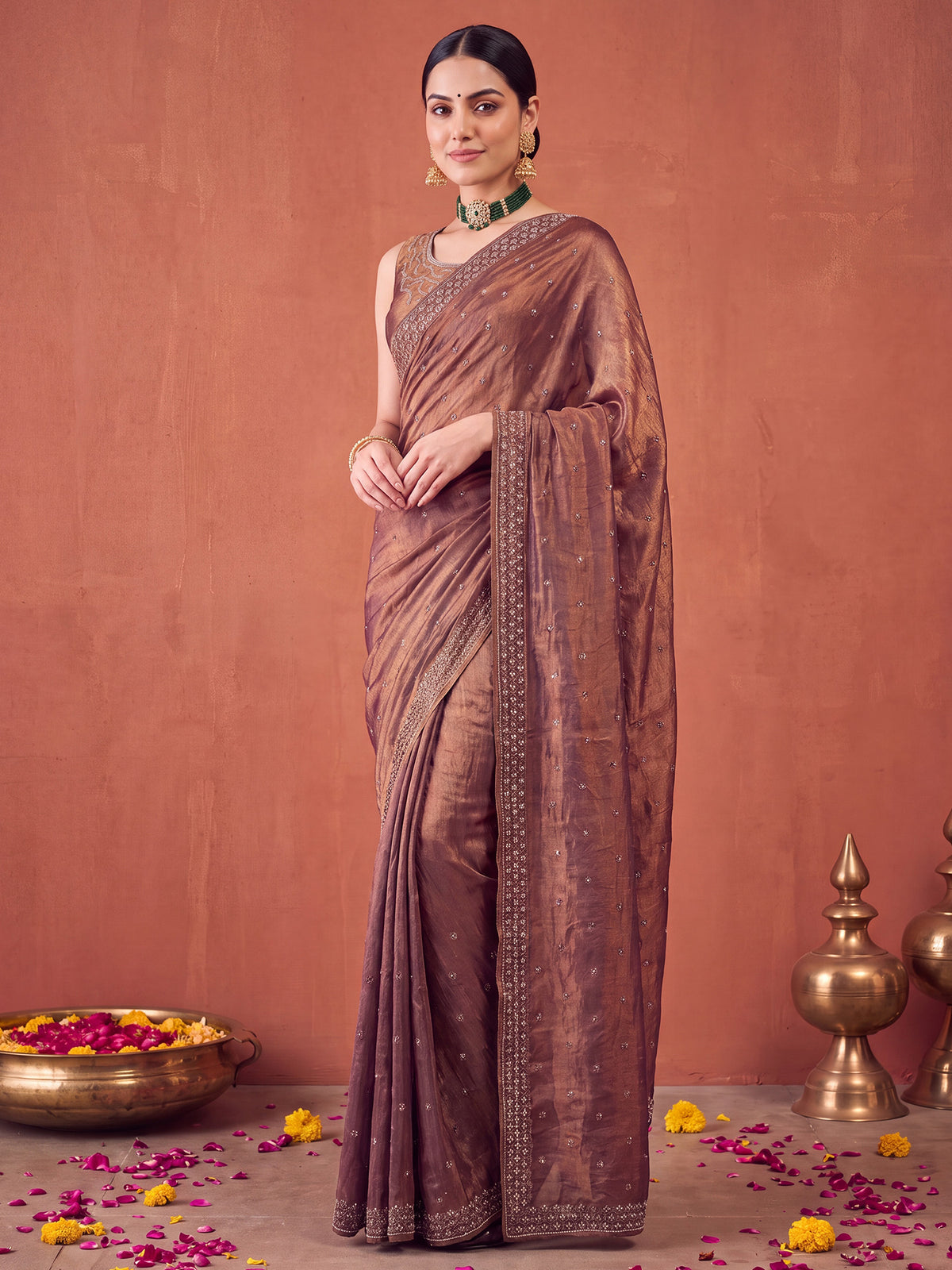 Metallic Satin Silk saree – detail view 3
