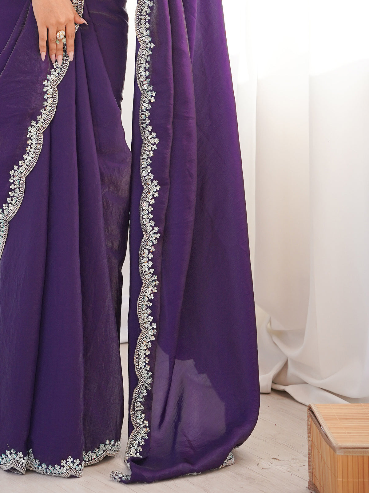 Purple Silk Blend saree – detail view 5