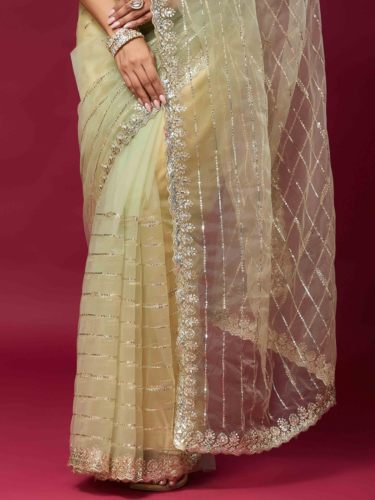Light Green Net saree – detail view 5
