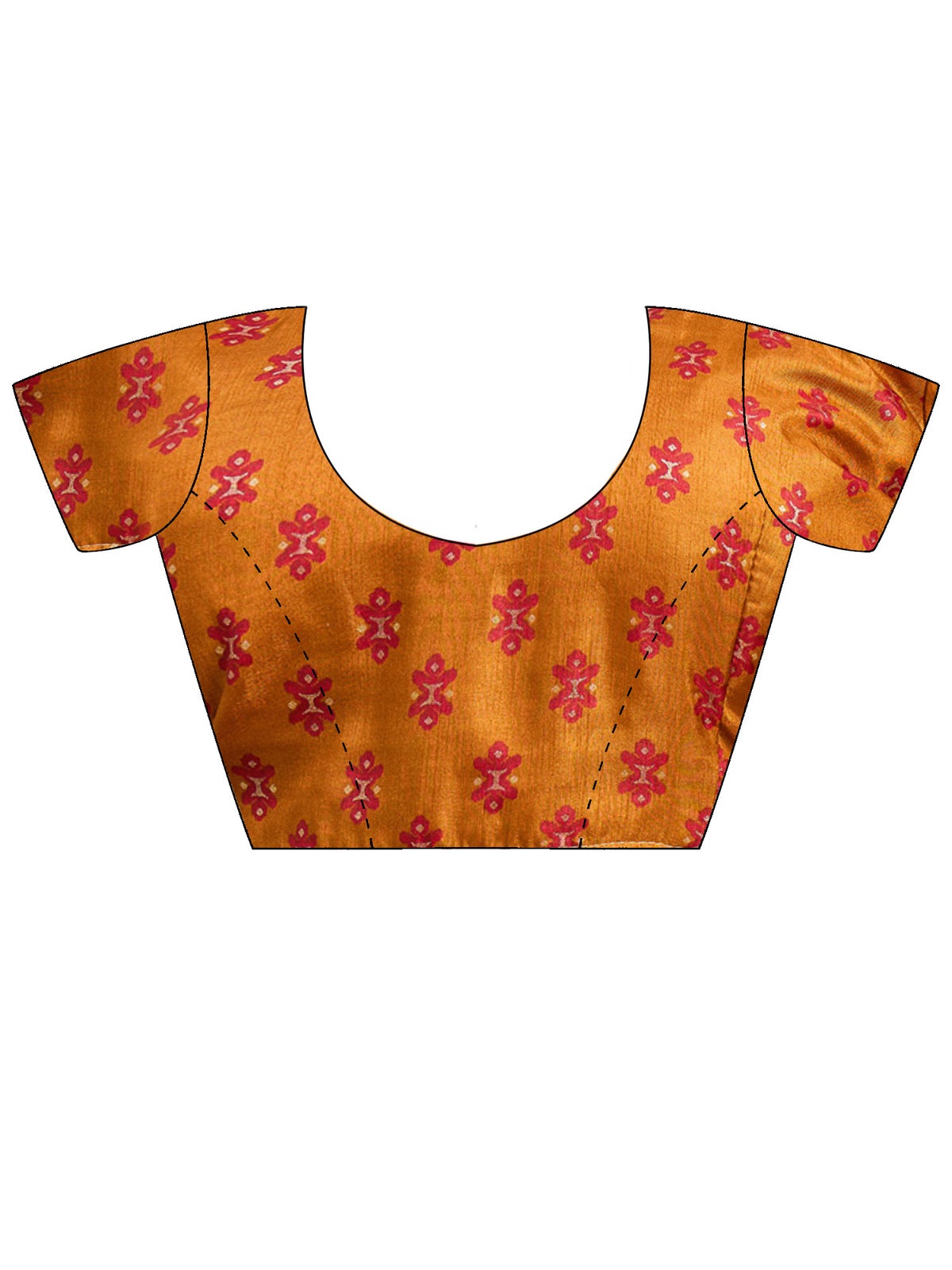 Unstitched mustard silk blend blouse piece with ethnic motif design
