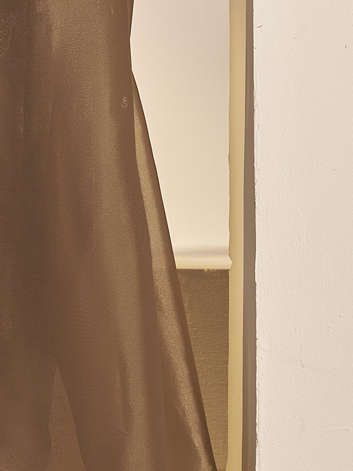 Pallu detail of brown organza saree showing ornamented surface design and scallop border