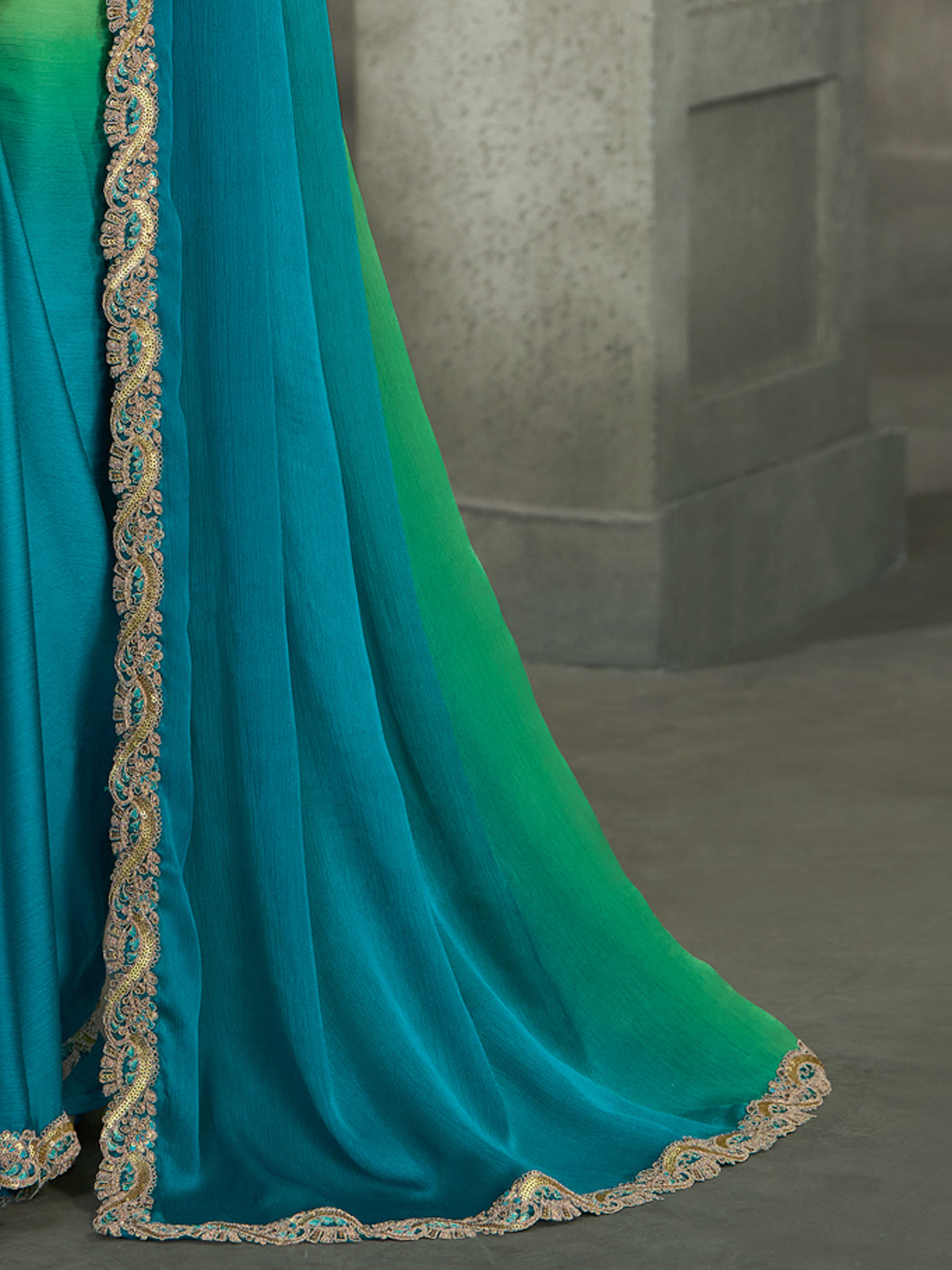 Light Green Chiffon saree – detail view 4
