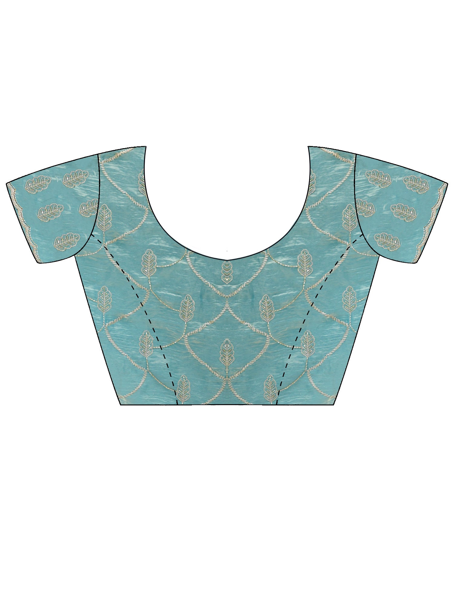 Unstitched light blue tissue blouse piece with embellished design