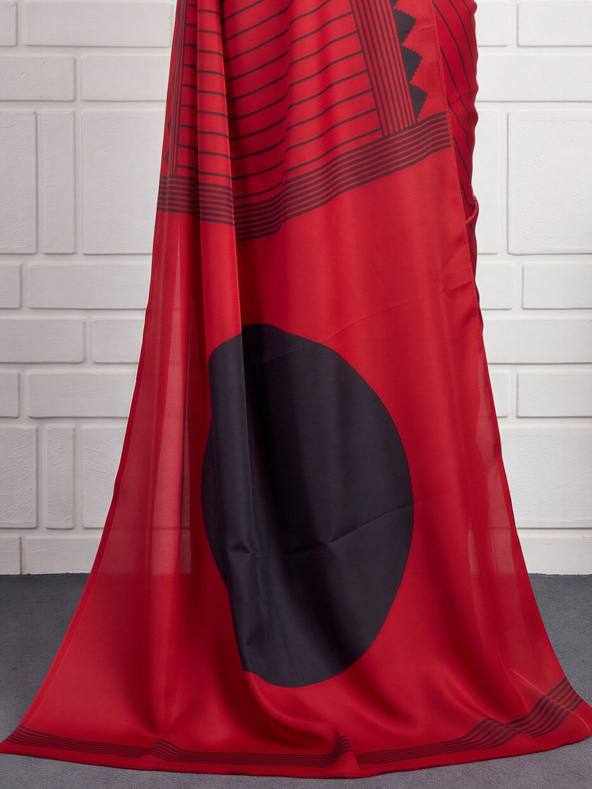 Red Satin saree – detail view 5