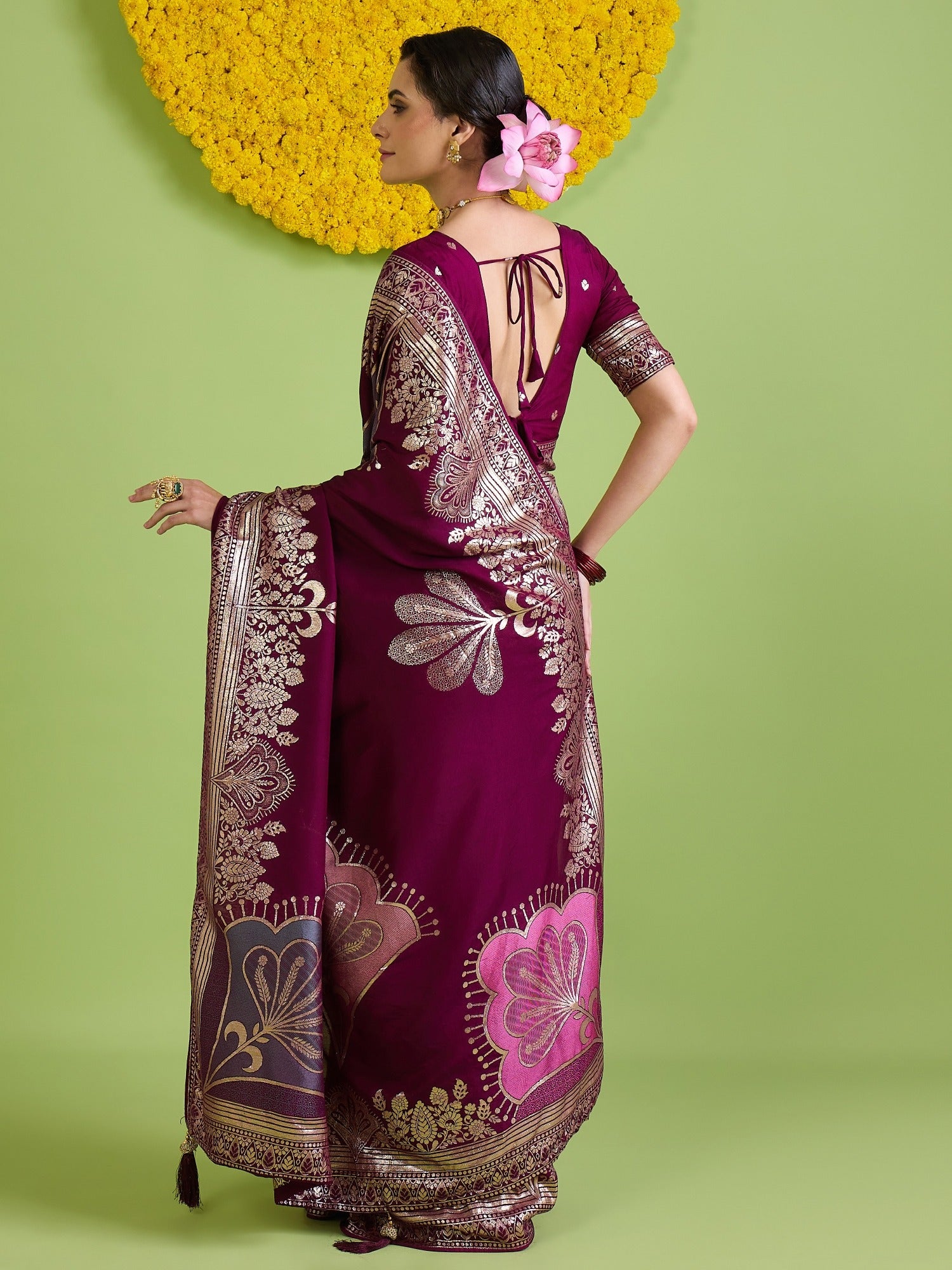 Wine Silk Blend saree – detail view 2