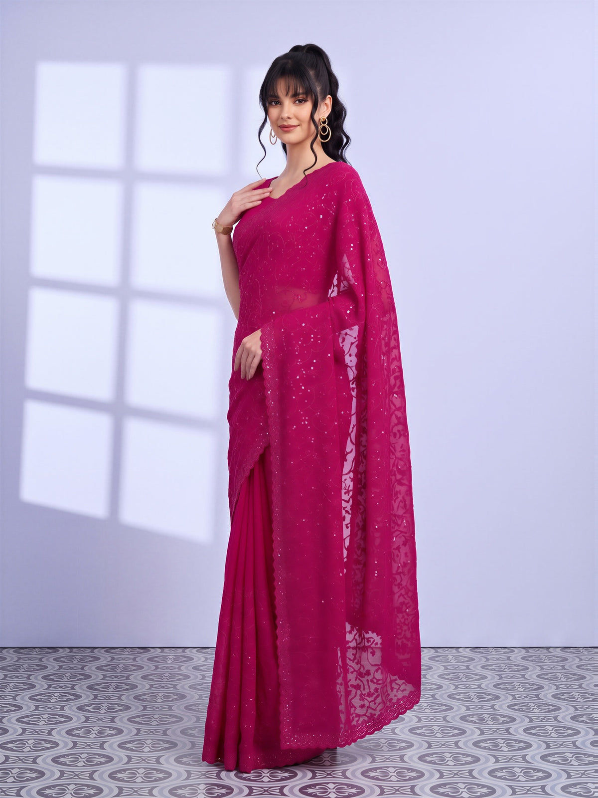Pink Tissue saree – detail view 2