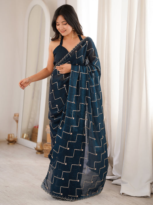 Midnight Blue Organza Saree