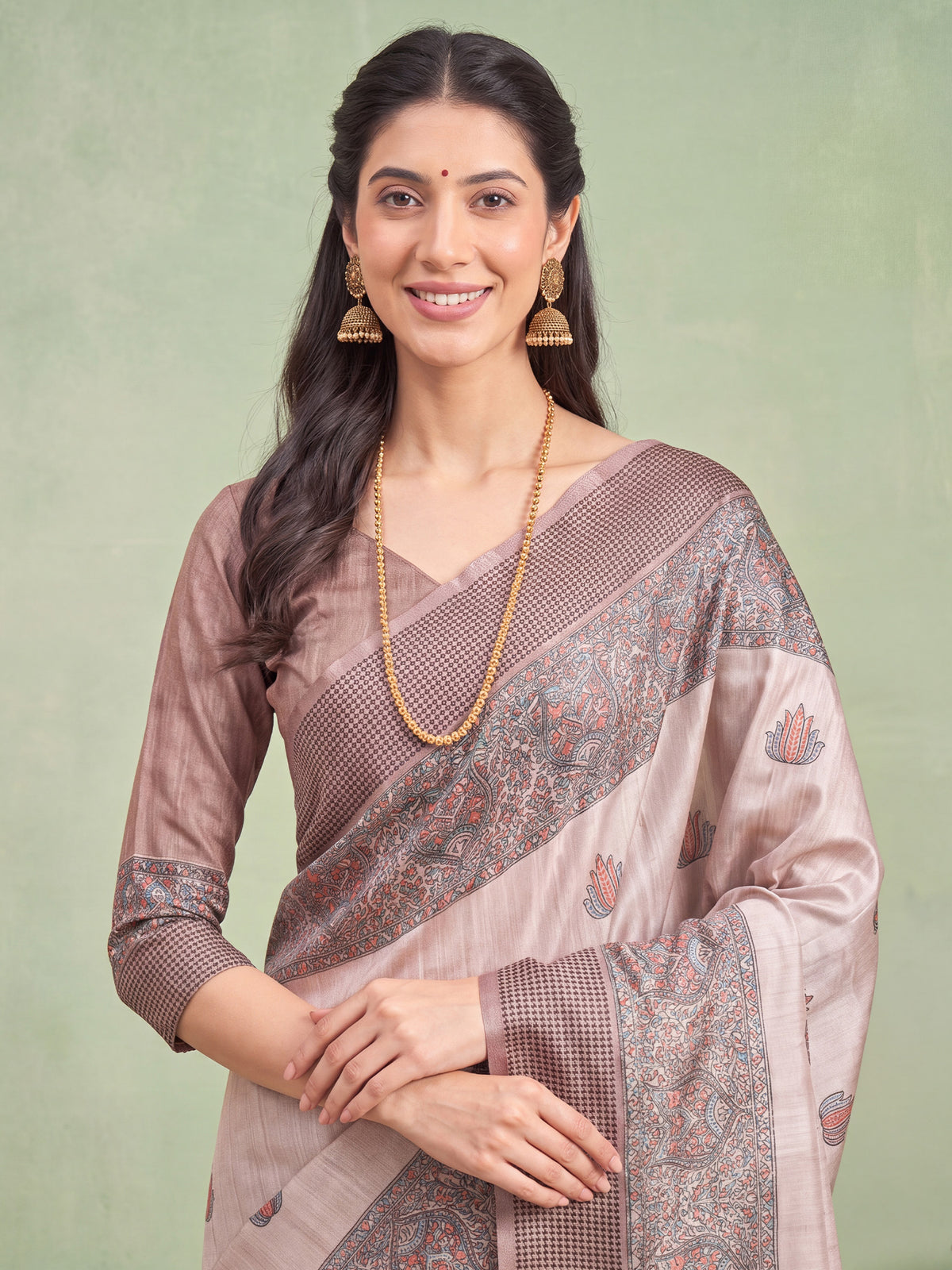 Beige Manipuri Silk saree – detail view 4