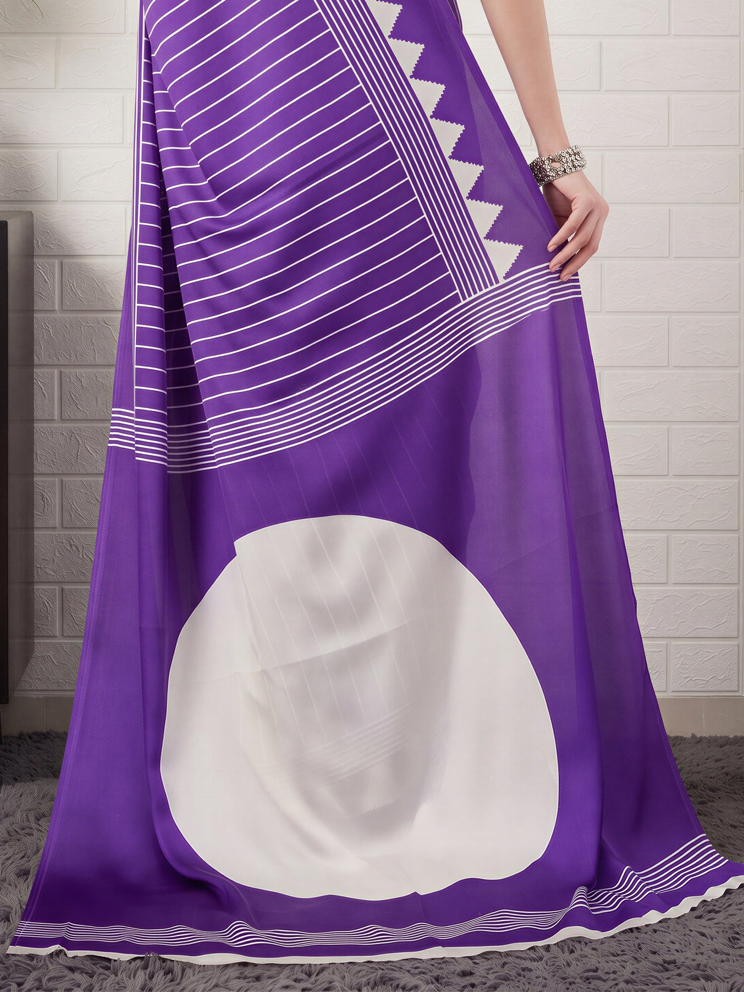 Purple Satin saree – detail view 5