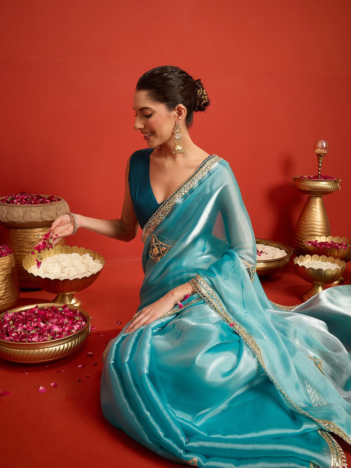Light Blue Paper Silk saree – detail view 3