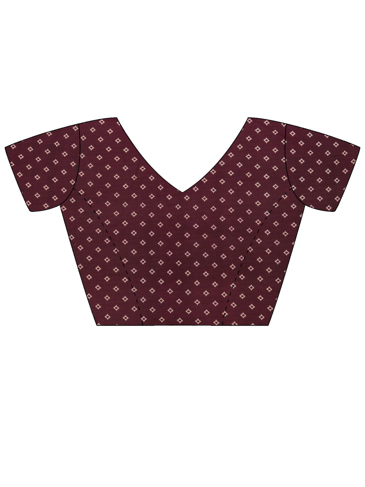 Unstitched wine georgette blouse piece with ethnic motif design