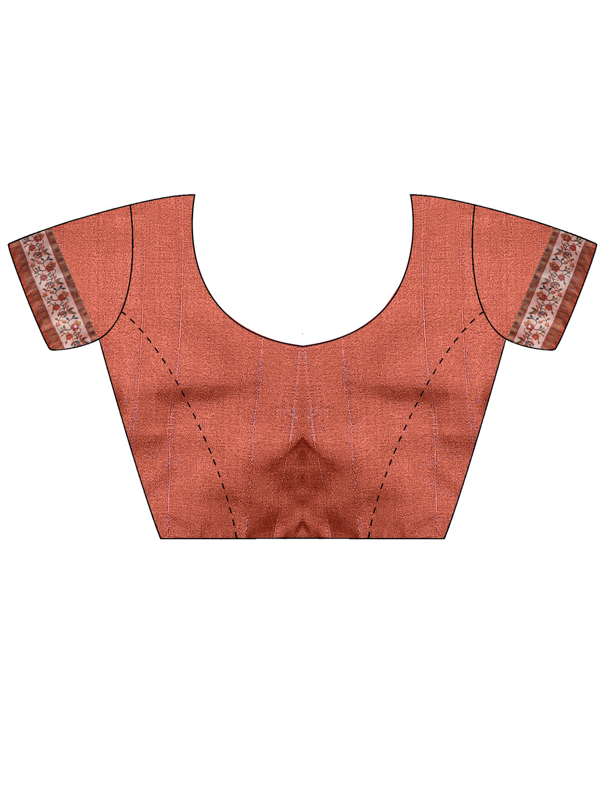 Unstitched rust silk blend blouse piece with solid design