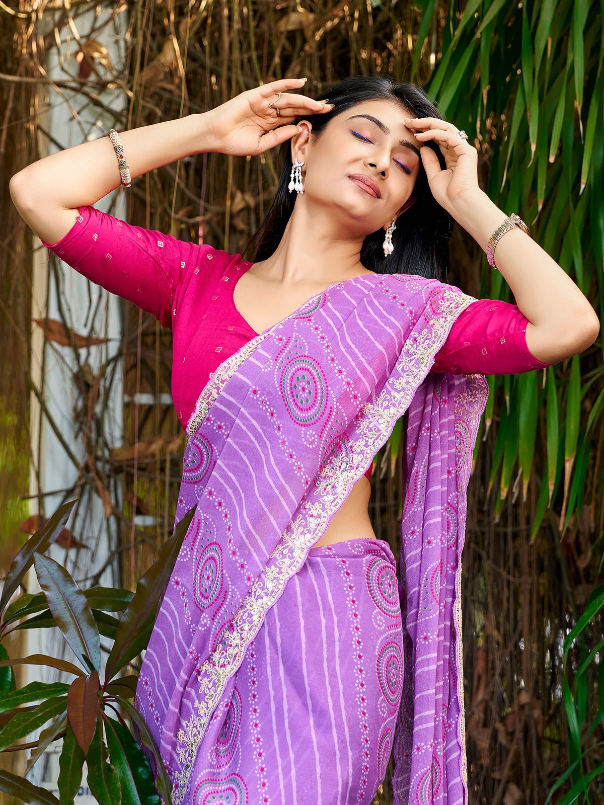 Lavender Georgette saree – detail view 2