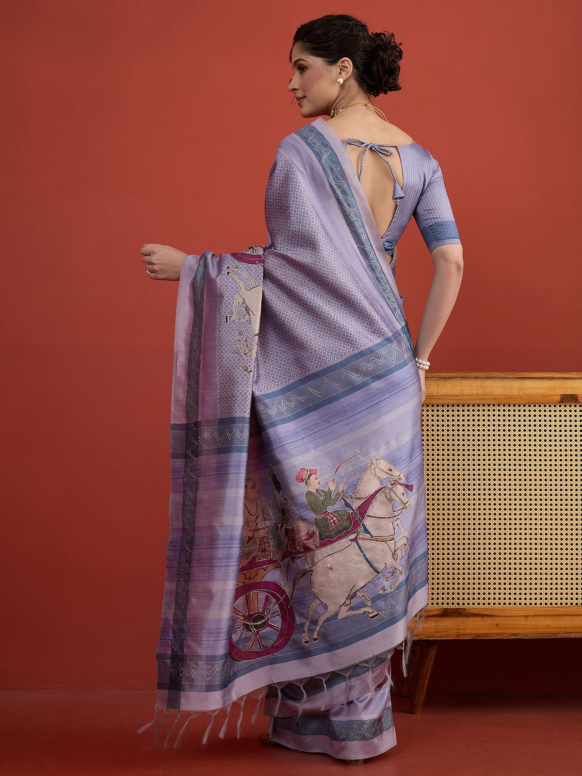 Light Blue art silk saree view 2